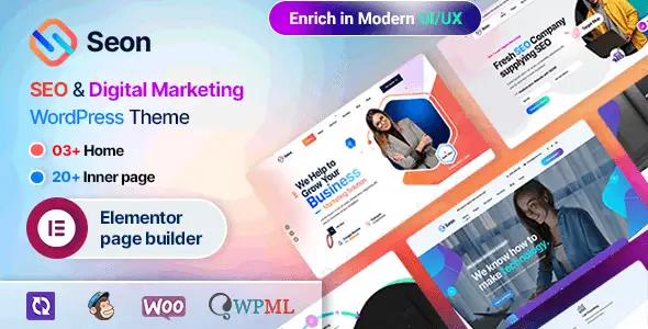 Seon SEO WordPress theme for digital marketing agencies with Elementor compatibility