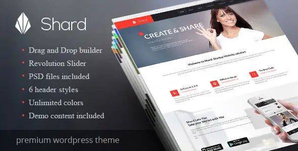 Shard multipurpose business WordPress theme showcasing parallax scrolling and responsive design