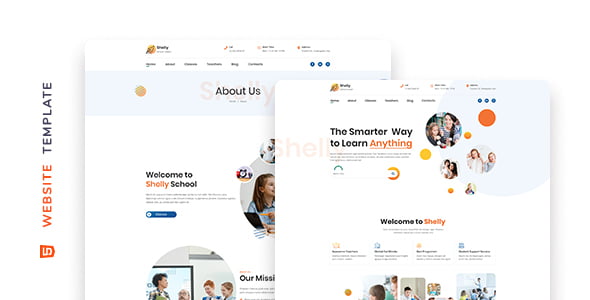 Shelly school website template with modern educational design layout