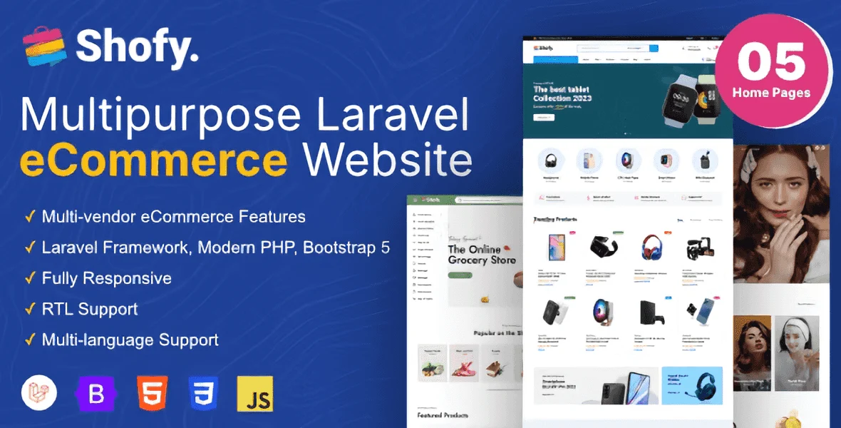 Shofy Laravel multivendor marketplace script with Bootstrap responsive design