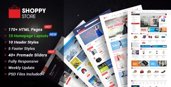 ShoppyStore multipurpose ecommerce HTML5 template homepage layout preview