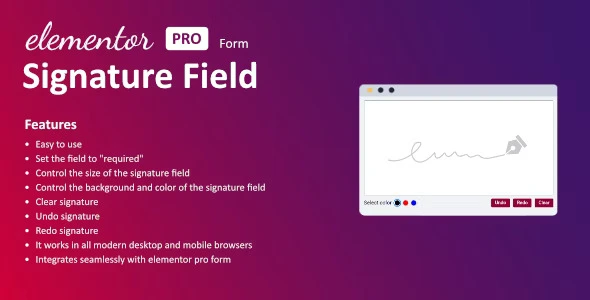 Digital signature field widget for Elementor Pro forms