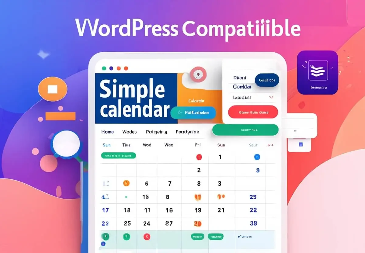 Simple Calendar FullCalendar addon showing an interactive monthly event calendar on WordPress