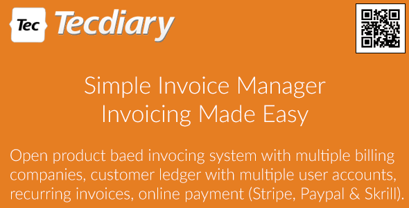Simple Invoice Manager dashboard showing invoice list with dark theme