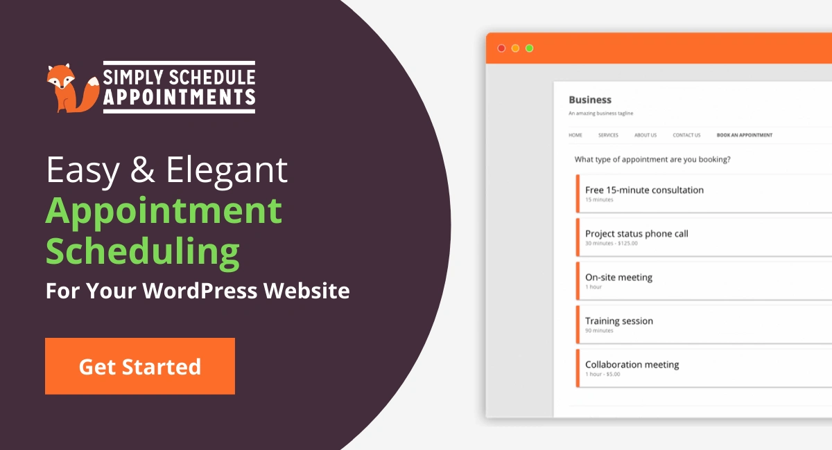 Simply Schedule Appointments Pro WordPress booking plugin interface showing calendar scheduling