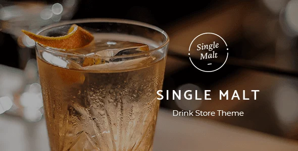 SingleMalt WordPress theme homepage showing a premium liquor store layout with product grid and Elementor editing interface