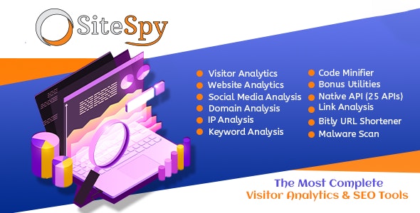 SiteSpy visitor analytics and SEO tools PHP script dashboard interface