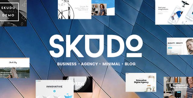 Skudo multipurpose WordPress theme demo showcasing corporate website layouts