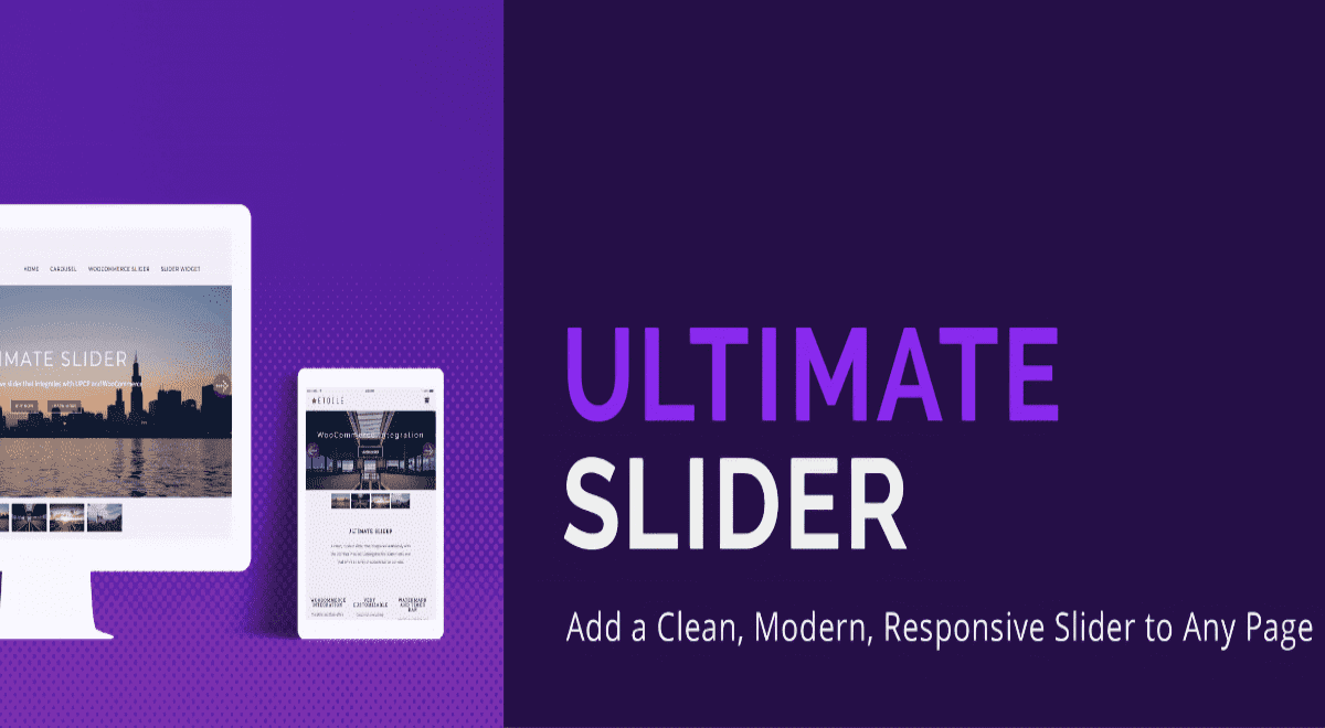 Ultimate Slider Premium WordPress responsive slider plugin interface showing customizable image gallery with transition effects
