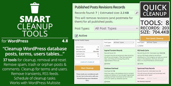 Smart Cleanup Tools WordPress database cleanup plugin