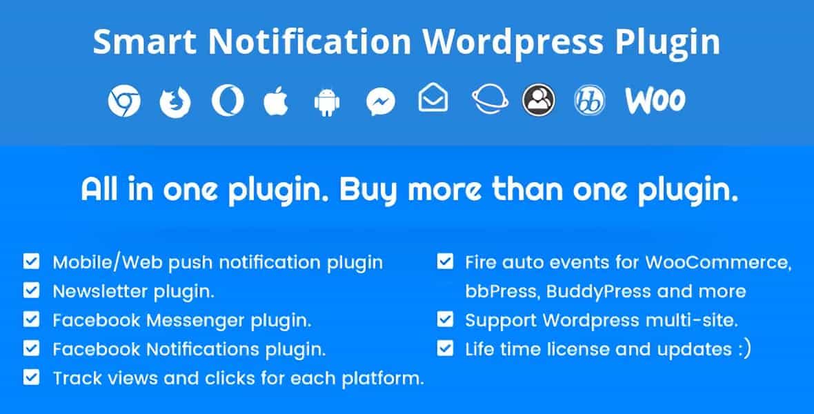 Smart Notification WordPress plugin dashboard showing push campaign analytics and subscriber management