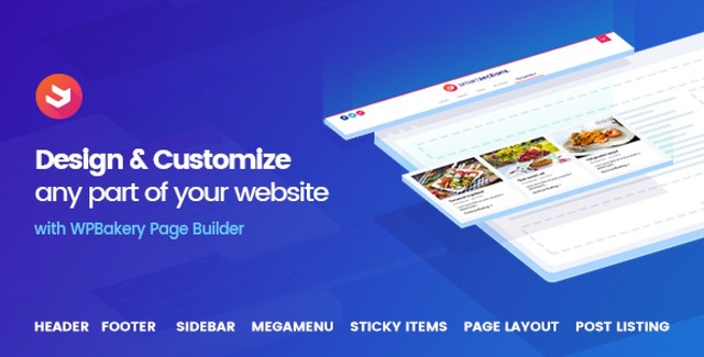 Smart Sections WPBakery addon interface showing custom header and footer design options in WordPress