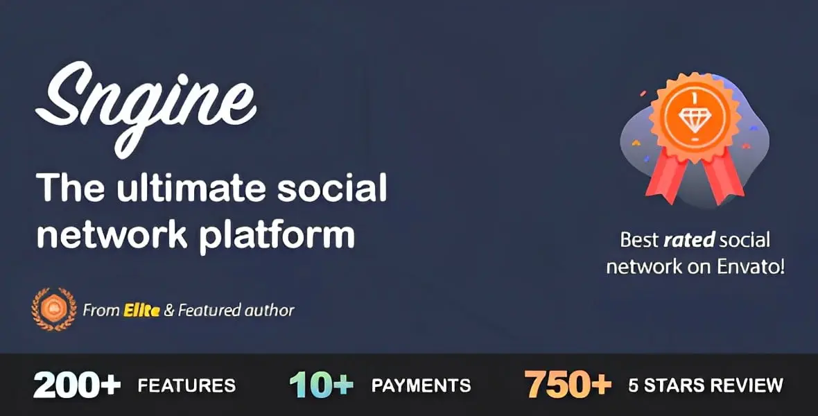 Sngine PHP social network script dashboard interface