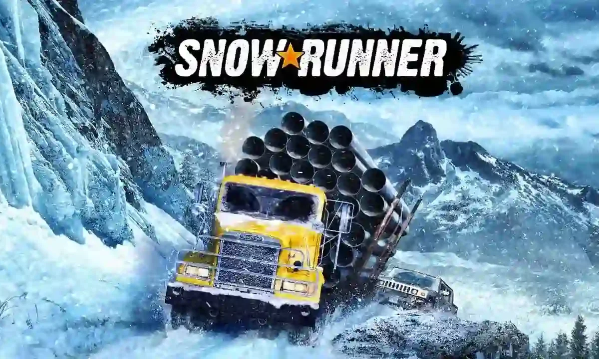 SnowRunner PC off-road simulation game featuring vehicles navigating extreme terrain