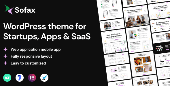 Sofax Elementor WordPress theme for SaaS startups and software companies