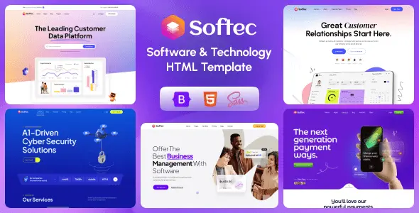 Softec HTML template for software and technology websites with responsive layouts