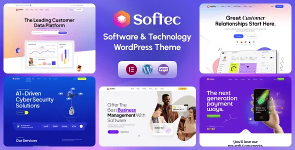 Softec WordPress theme for software and technology companies with multiple demo layouts