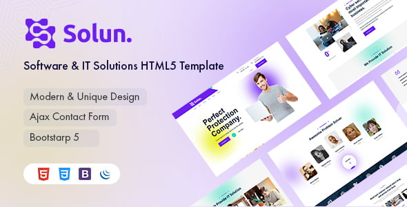 Solun HTML5 IT solutions website template with parallax scrolling and responsive design
