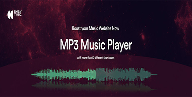 Sonaar PRO WordPress audio player plugin interface with soundwave visualization and Elementor integration