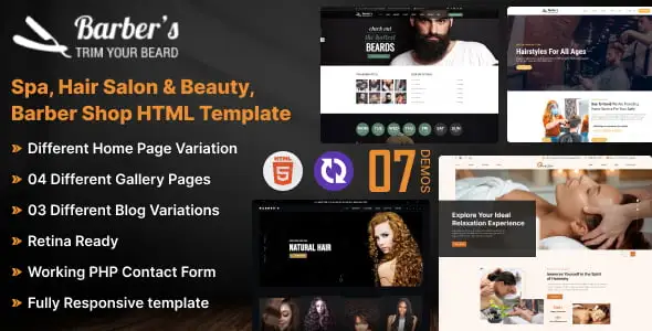 Responsive spa HTML template showcasing a modern salon website layout