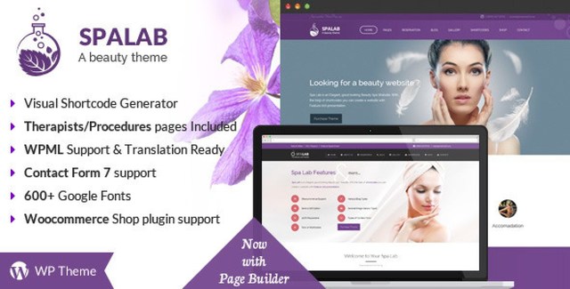 Spa Lab beauty salon WordPress theme website preview