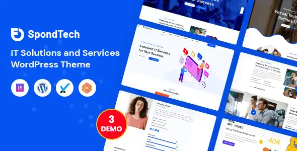 SpondTech WordPress theme for IT solutions and technology services with Elementor builder