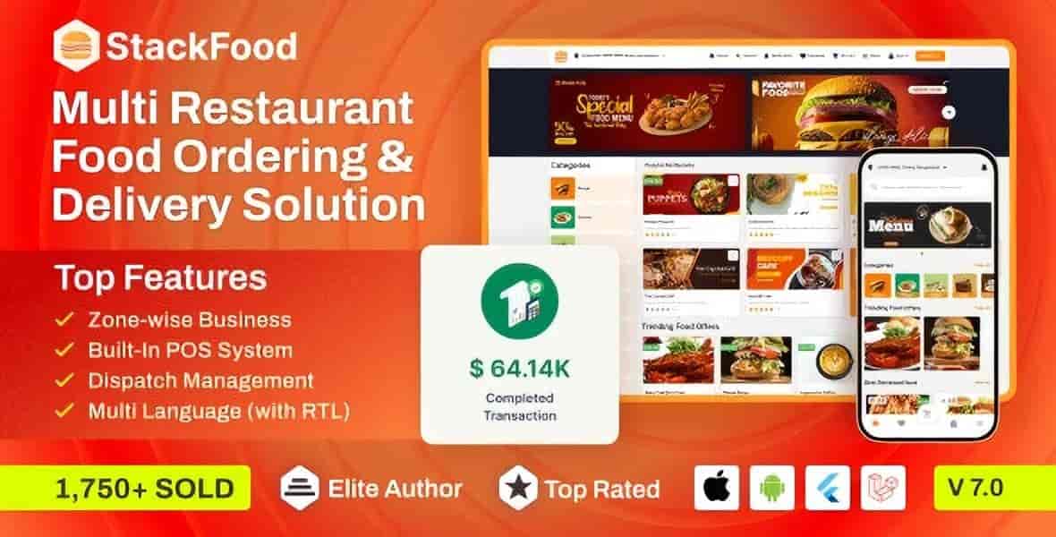 StackFood multi-restaurant food delivery system with Laravel admin and restaurant management panels