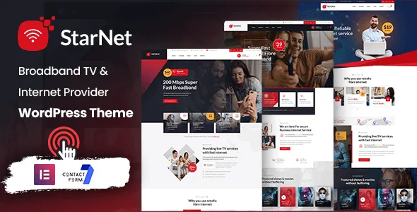 StarNet internet service provider WordPress theme preview showing a modern ISP website layout