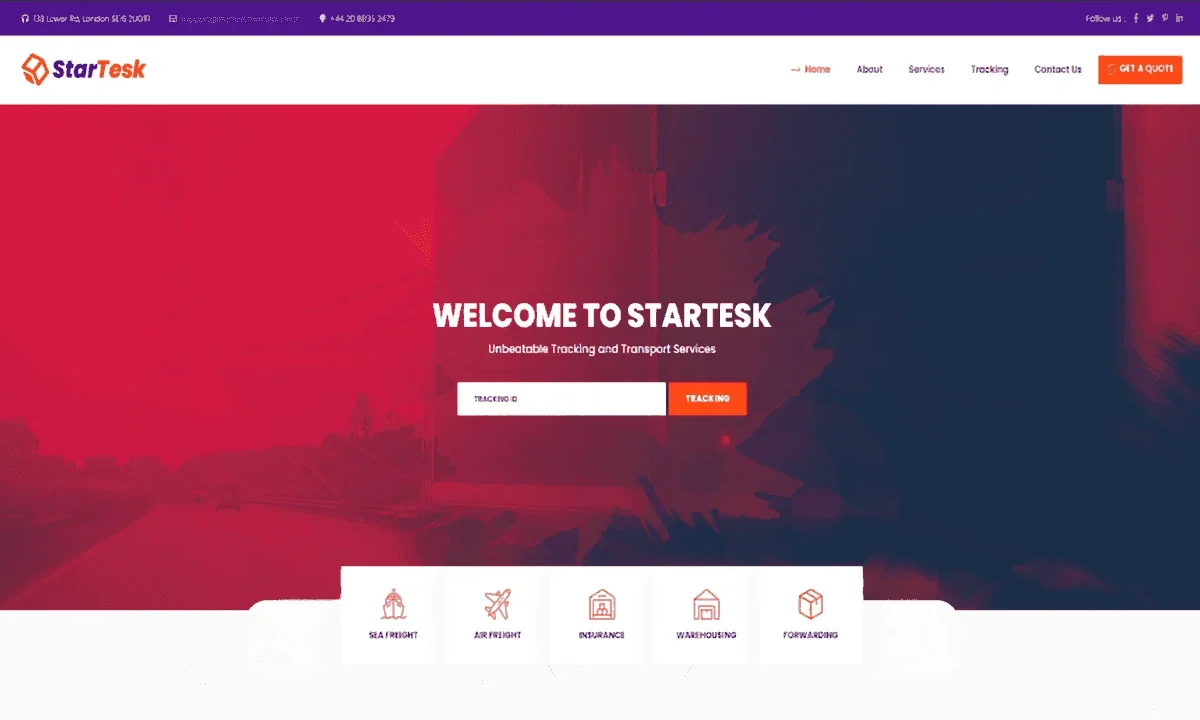 Startdesk courier website script dashboard with shipment tracking interface