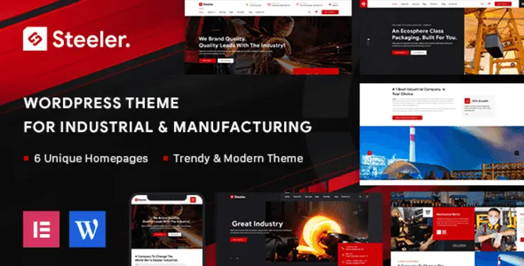 Steeler industrial and manufacturing WordPress theme demo layout