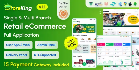 StoreKing Laravel grocery pharmacy e-commerce website with admin dashboard and POS interface