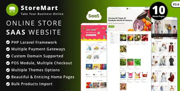 StoreMart SaaS PHP script dashboard for launching a multi-vendor e-commerce website builder