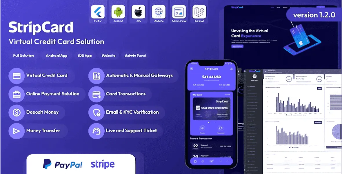 StripCard virtual credit card script admin panel interface