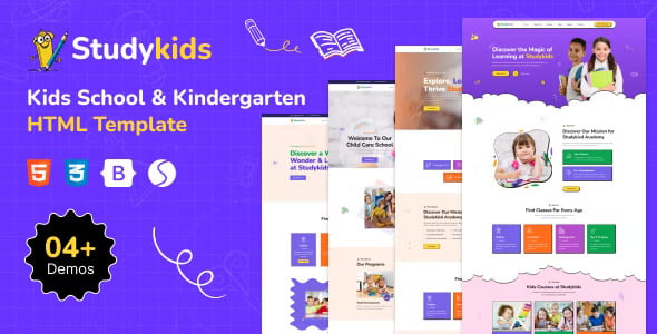 Studykids kindergarten school HTML template