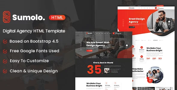 Sumolo digital agency HTML template multipurpose creative website design