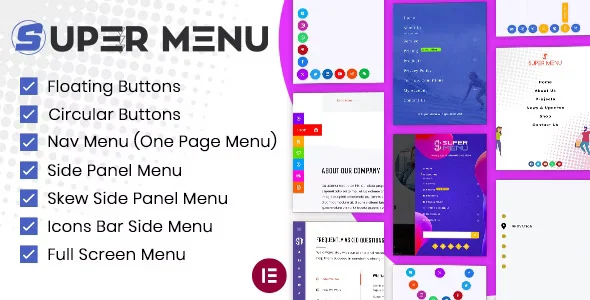 Super Floating And Fly Menu WordPress plugin navigation interface showing floating and sidebar menu options