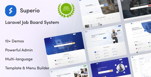 Superio Laravel job board script dashboard interface for employment portal