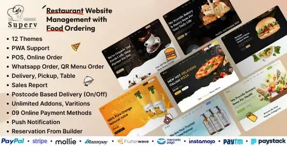 Superv restaurant website management system with QR code menu and online ordering interface