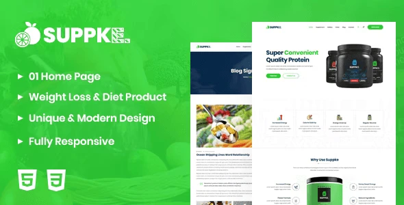 Suppke health supplement landing page HTML template preview