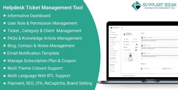 Support Desk helpdesk ticket management PHP script dashboard showing ticket tracking and customer support interface