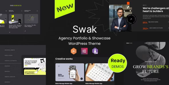 Swak WordPress theme corporate portfolio and agency showcase demo preview