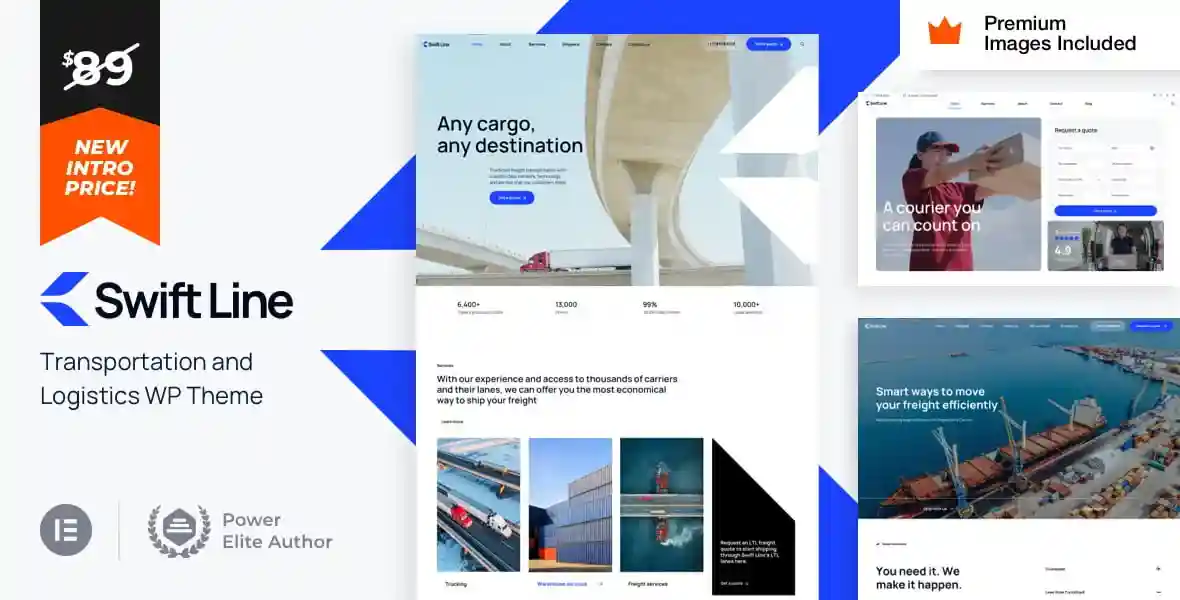 SwiftLine logistics and transportation WordPress theme preview