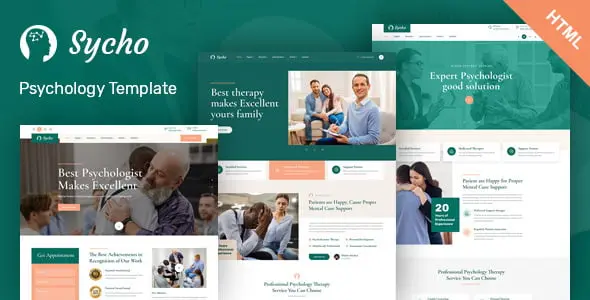 Sycho psychology and counseling HTML5 template showcasing a professional mental health website layout