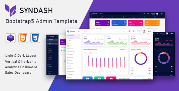 Syndash responsive Bootstrap 4 admin template dashboard preview