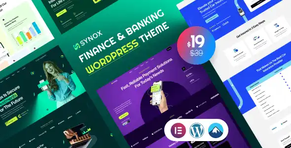 Synox finance and banking WordPress theme dashboard preview