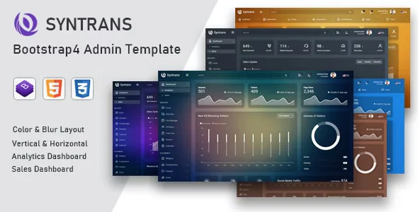 Syntrans Bootstrap 4 admin template responsive dashboard interface