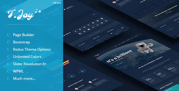 T.Joy astronomy WordPress theme dark space-inspired website design