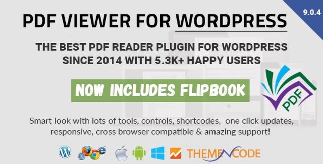 TNC FlipBook WordPress plugin showing PDF flipbook and reader modes on desktop and mobile