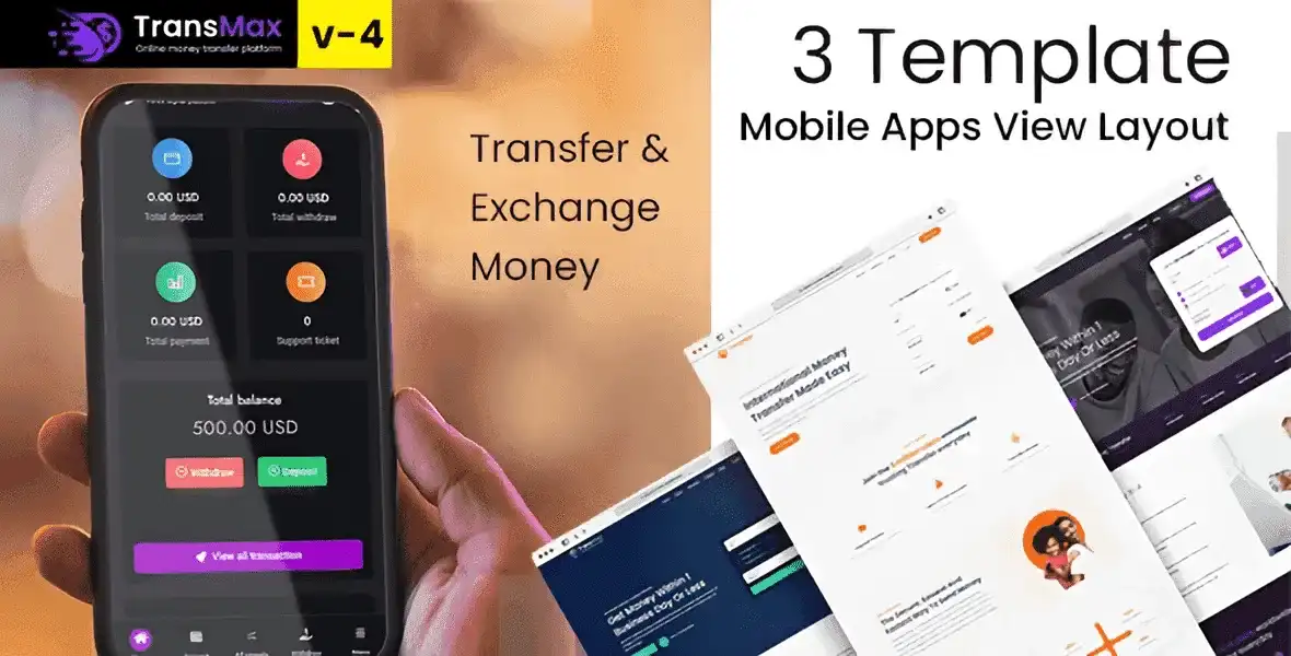 TRANS MAX online money transfer PHP script admin panel interface