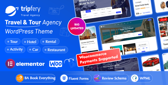 Tripfery travel and tour booking WordPress theme demo layout for travel agencies